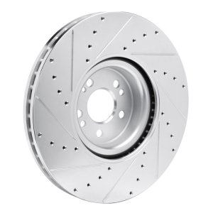 Mercedes-Benz GLE450e Brake Rotor (1) - Front Right - R1 Concepts - Drilled & Slotted - Silver - `20-`26